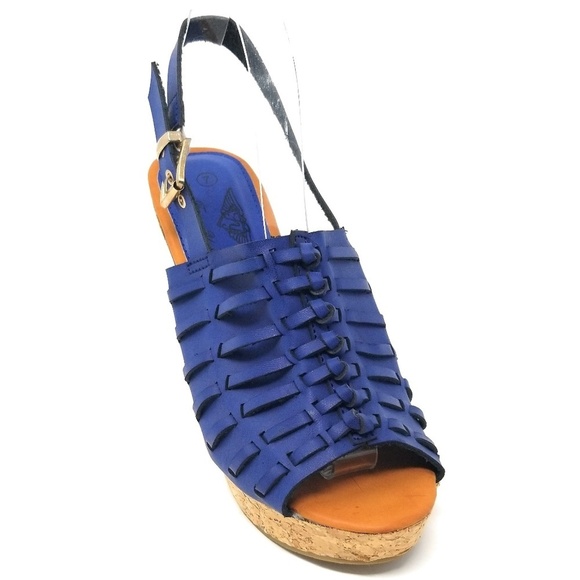 Women's Sandals, Tall Wedge Platform, HW-2645, Navy, Size 10 - Picture 2 of 4